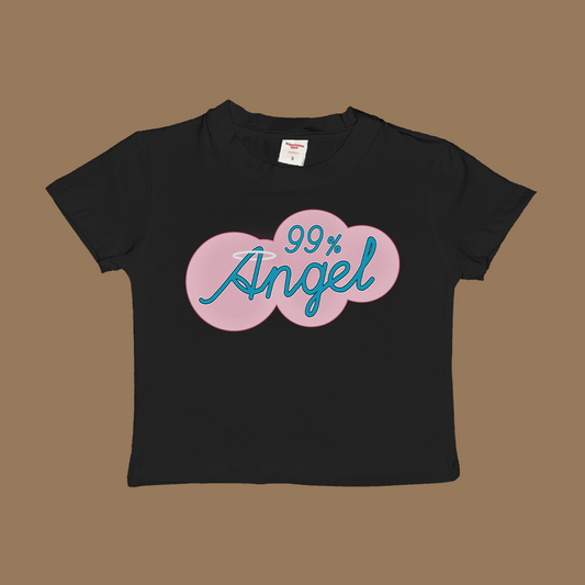 99% Angel Baby Tee Black BST 99 percent angel 99% angel baby tee crop top cropped shirt t-shirt tee shirt tshirt