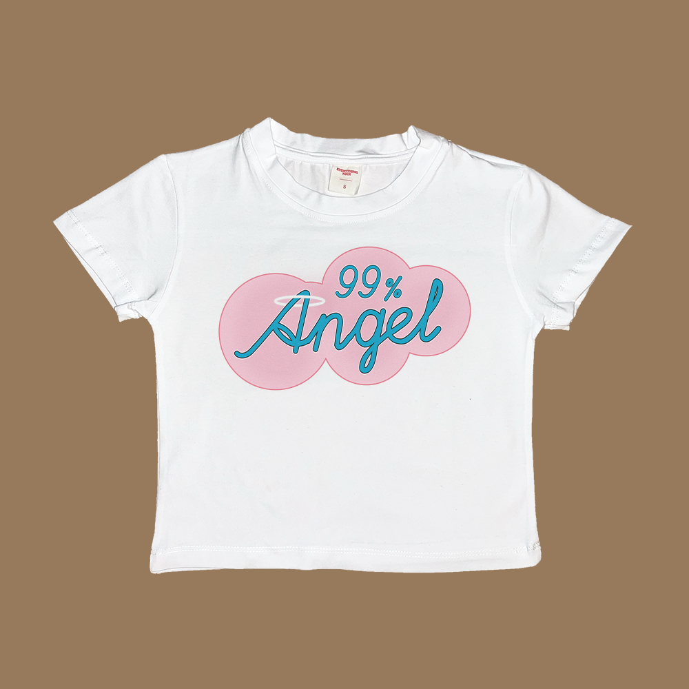 99% Angel Baby Tee White BST 99 percent angel 99% angel baby tee crop top cropped shirt t-shirt tee shirt tshirt