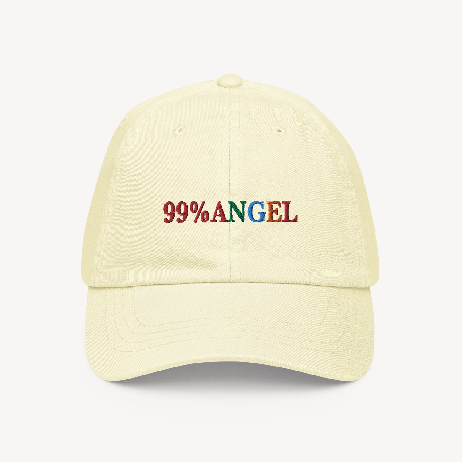 99% Angel Hat Pastel Lemon BST 99 percent 99% angel beige brown bst bstlovesyou cap clothing dad hat ig insta instagram minimal minimalism quote shopbst shopbstnet white