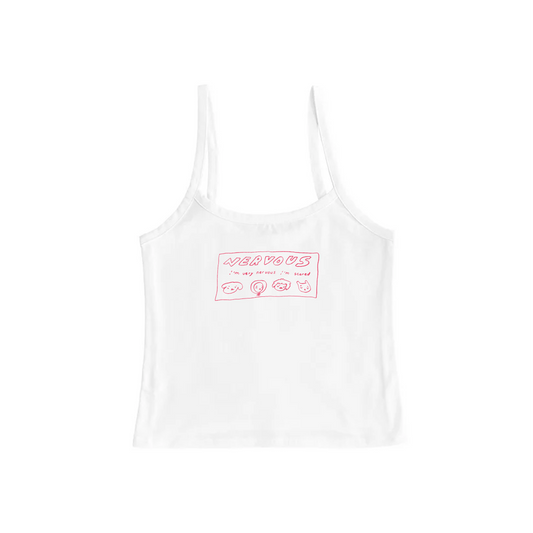 Nervous Tank Top White BST bst bstlovesyou I'm scared I'm very nervous nervous quote shopbst shopbstnet tank top