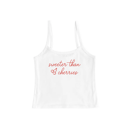 Sweeter Than Cherries Tank Top White BST bst bstlovesyou cherry cute shopbst shopbstnet sweeter than cherries tank top