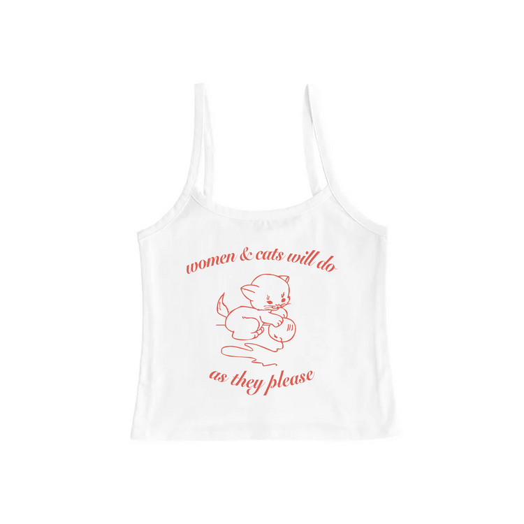 Women & Cats Tank Top White BST bst bstlovesyou cat lover gift for cat owner shopbst shopbstnet tank top will do as they please women & cats