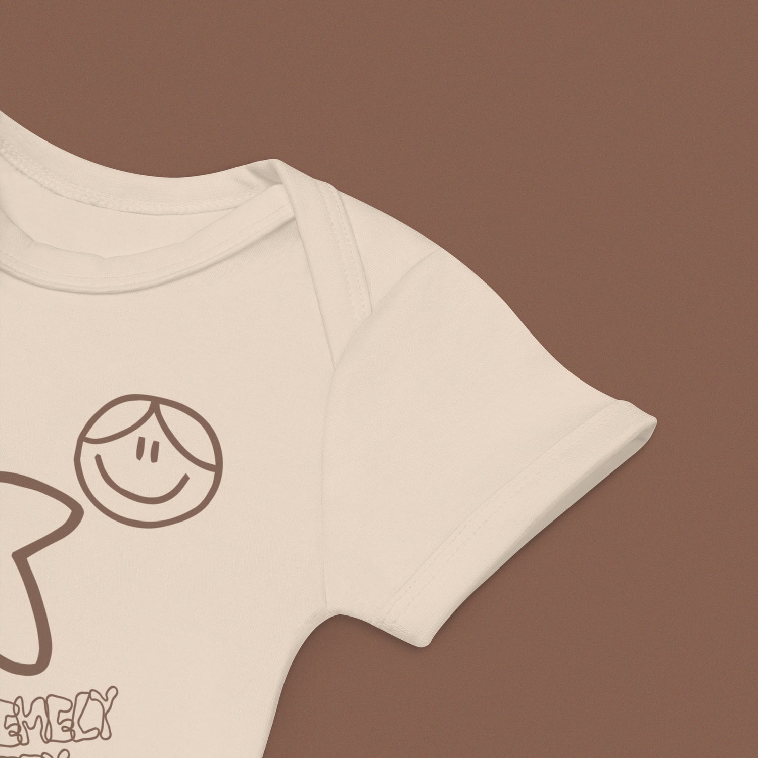 Extremely Happy Organic Cotton Bodysuit BST baby clothing beige body suit bodysuit brown bst bstlovesyou kid kid face kids kids wear organic shopbst shopbstnet we are extremely happy