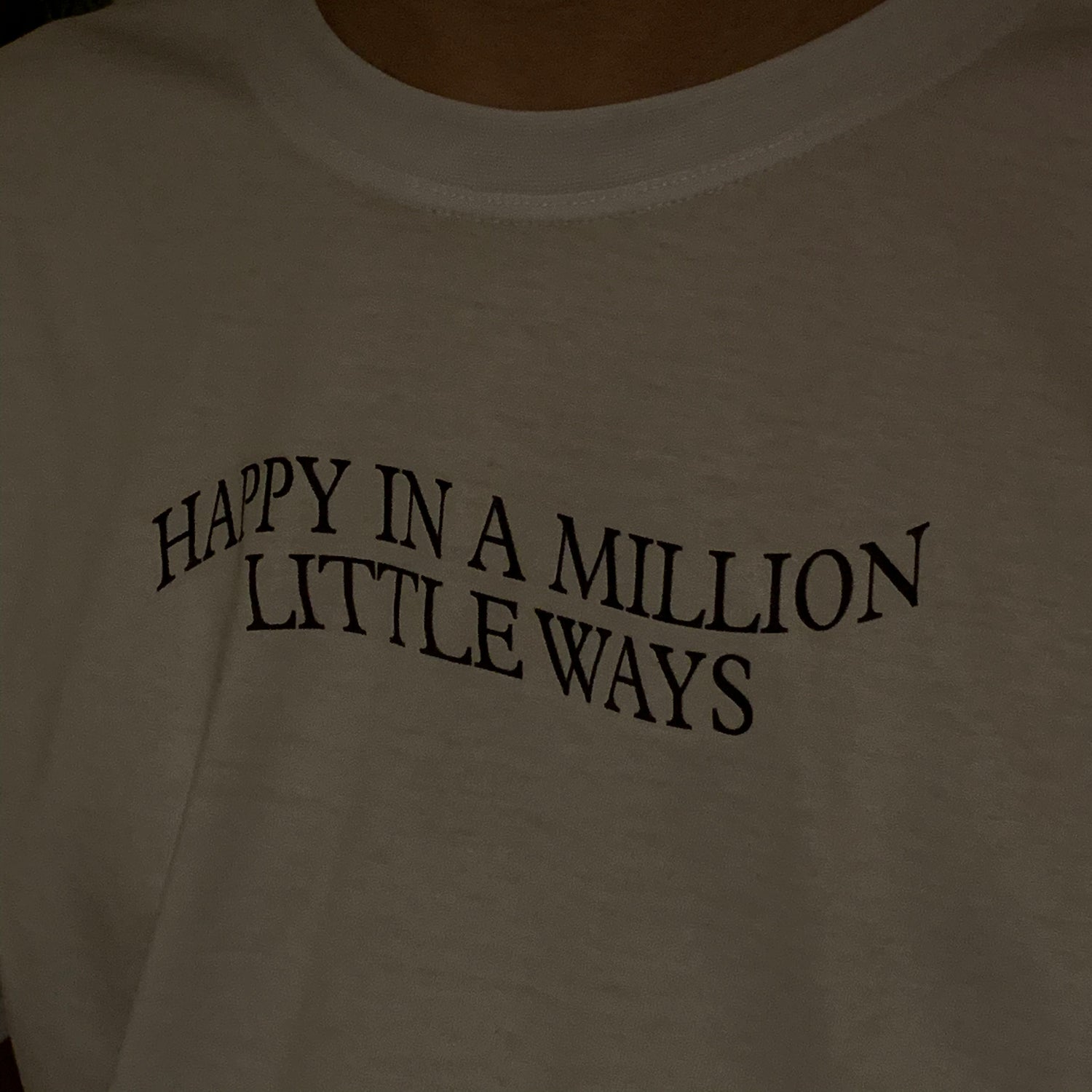 Little Ways T-Shirt BST aa beige brown bst bstlovesyou camisa camiseta de manga corta clothing crys-t film happy in a million little ways ig In insta instagram loose fit majica minimal minimalism oversize oversized quote shopbst shopbstnet T skjorte T-paita t-shirt t-särk tee tişört top tricou tričko tshirt Tシャツ white Футболка