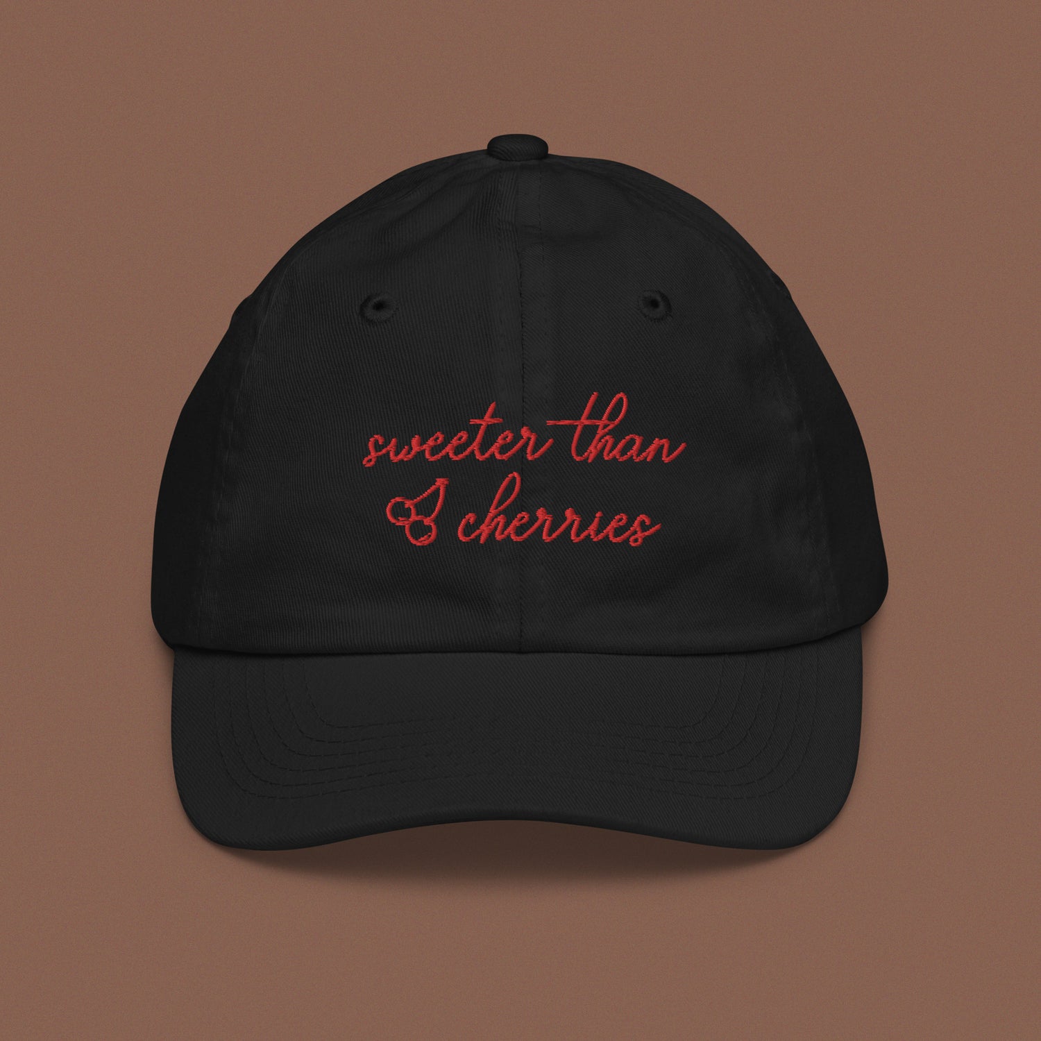 Sweeter Than Cherries Youth Hat Black BST baseball bst bstlovesyou cap cherry cool cute hat kid kids shopbst sweeter than cherries youth