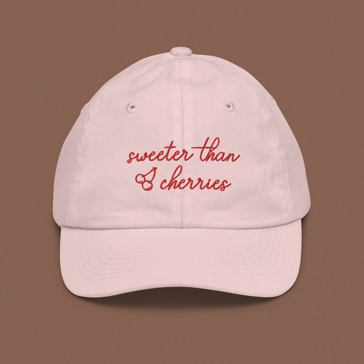 Sweeter Than Cherries Youth Hat Light Pink BST baseball bst bstlovesyou cap cherry cool cute hat kid kids shopbst sweeter than cherries youth