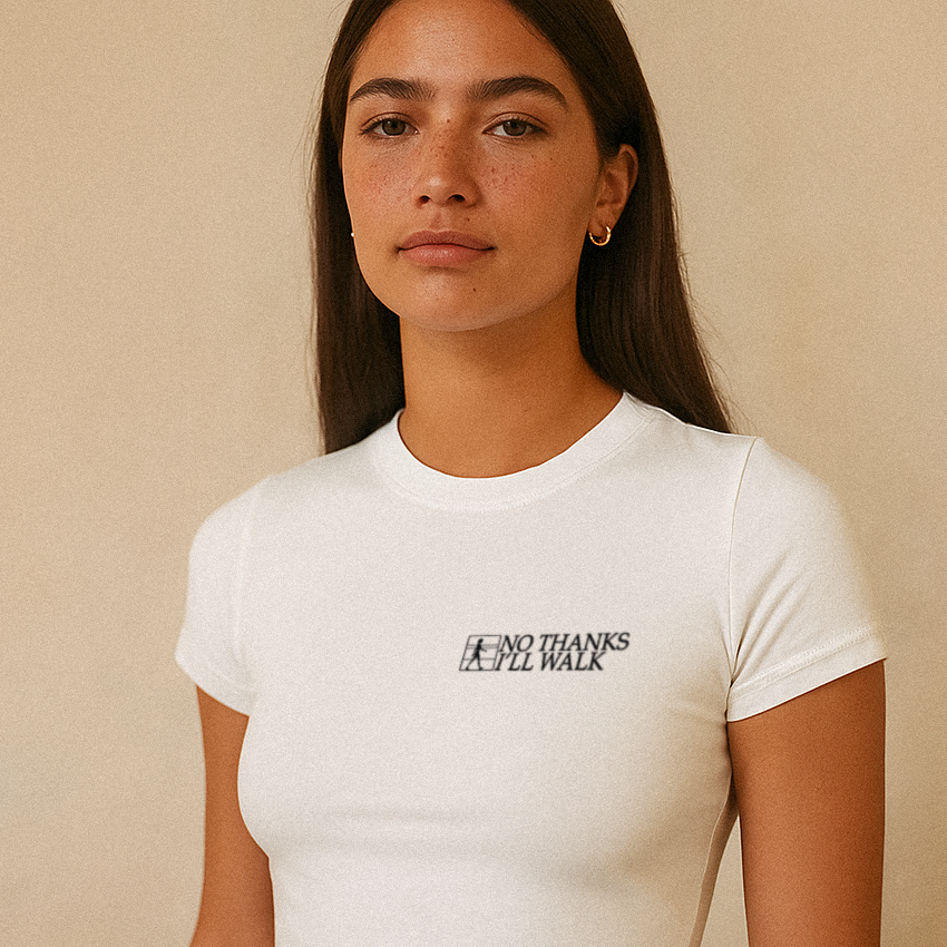 no thanks I'll walk I will t-shirt baby tee crop top run running gift for her someone who loves running walking outfit short sleeve bstlovesyou shopbst